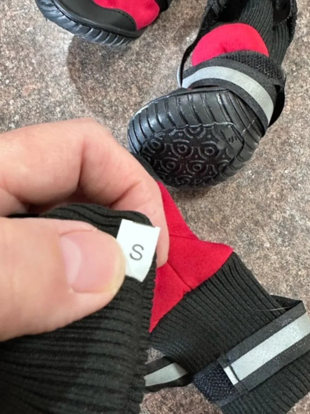 Small Dog Boots Set of 4 | Red Black Waterproof Paw Shoes Reflective